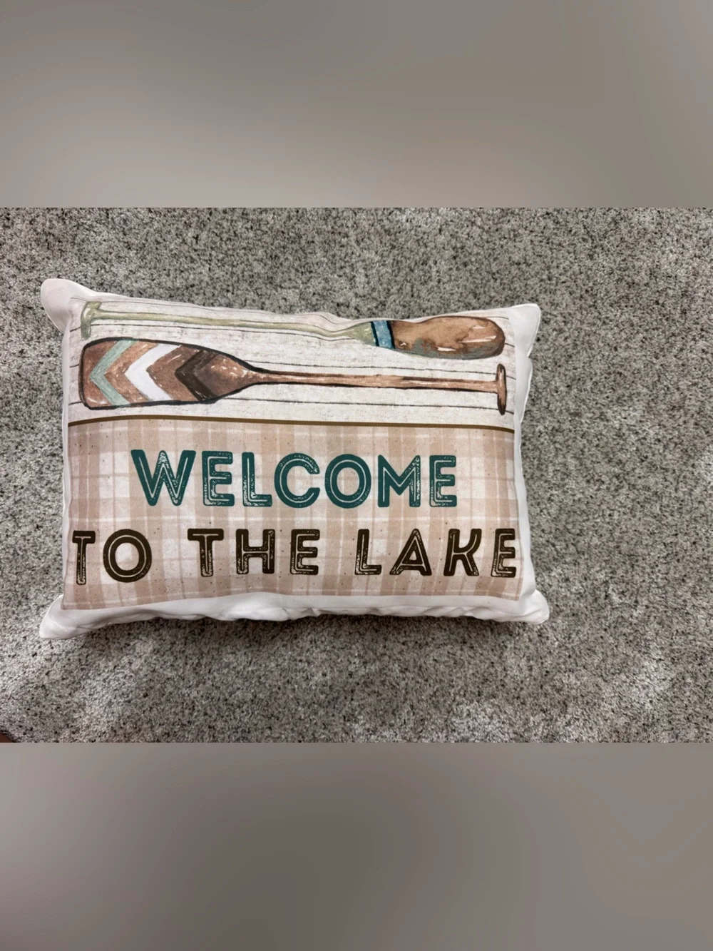 Stupell Rustic Welcome Lake Oars Printed Outdoor Throw Pillow